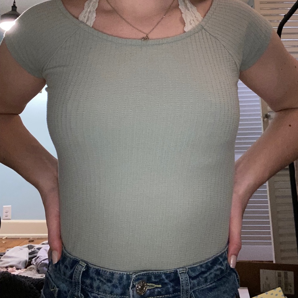 Mint green top